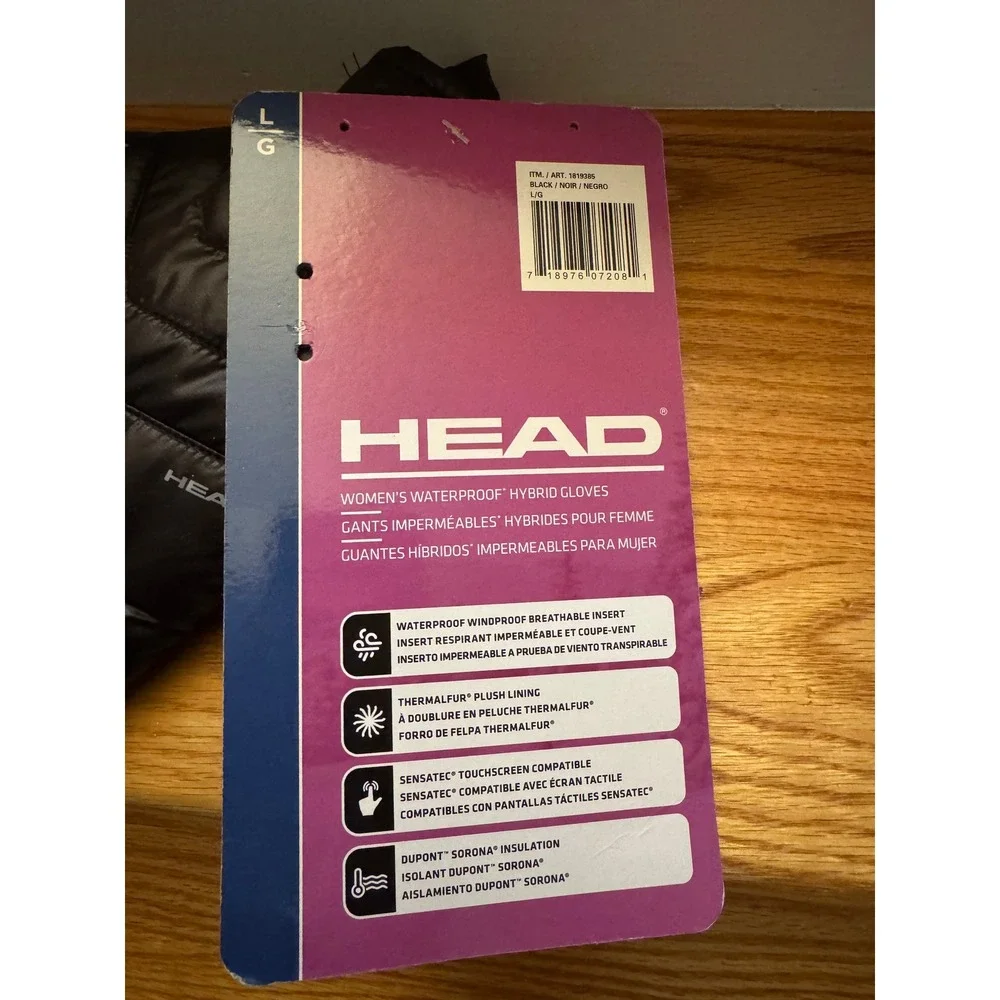 HEAD Women's Waterproof Hybrid Gloves Black Large Touchscreen Compatible NWT